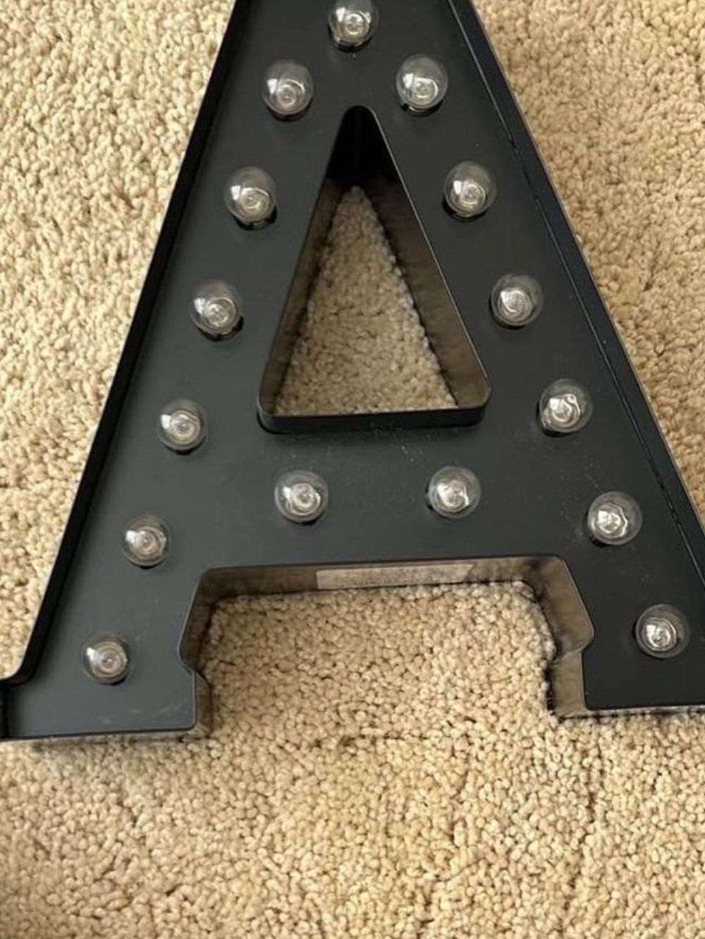 Black Marquee Letter "A" with Bulb Lights